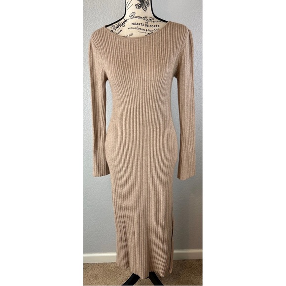 ASOS Maternity Dresses & Skirts - ASOS DESIGN Tan Maternity crew neck ribbed midi dress, 4 US